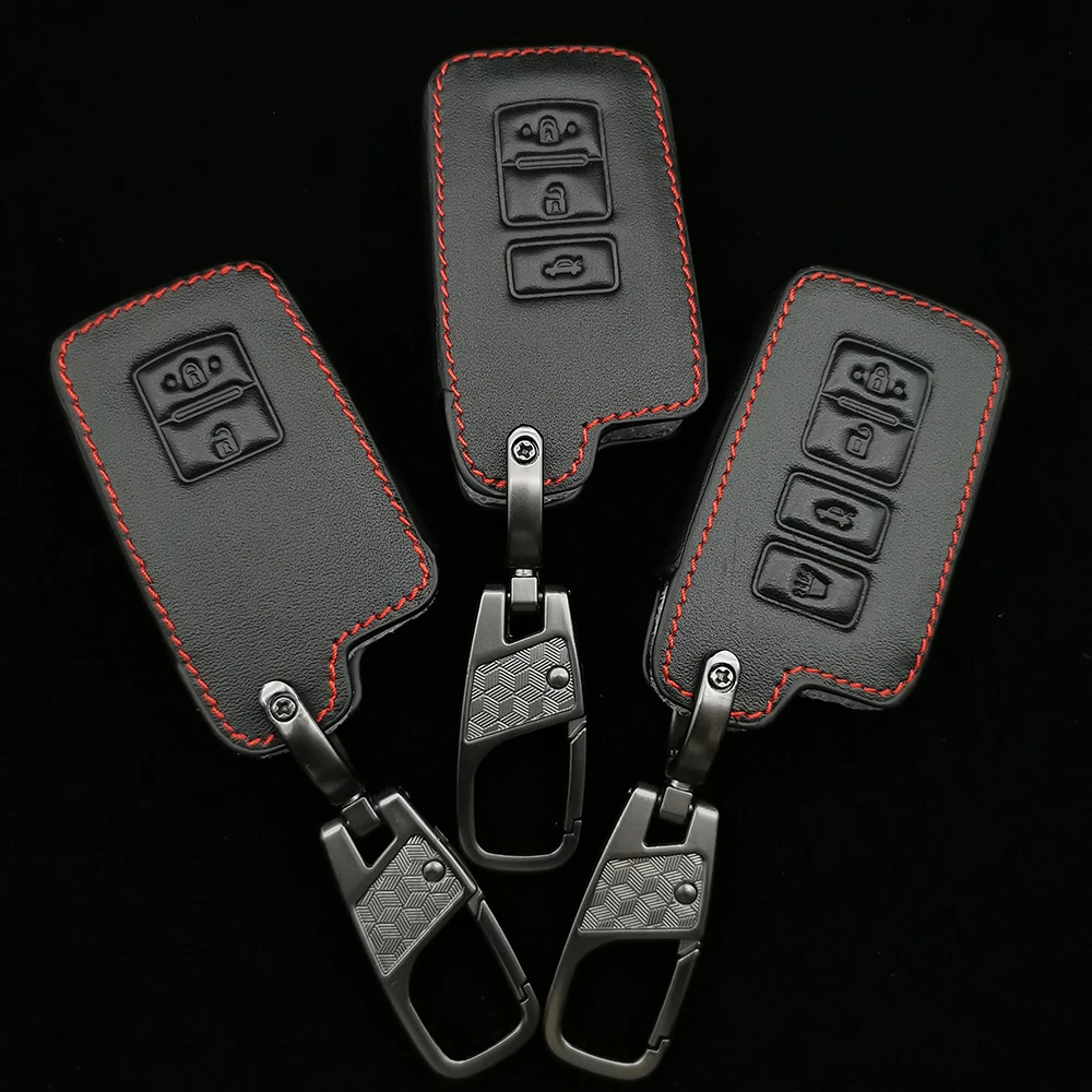 

Hot Style Leather Car Key Case For Toyota Avalon Auris Camry Rav4 Yaris Verso 2012-2018 Keyless Remote Fob Protector Cover Bag