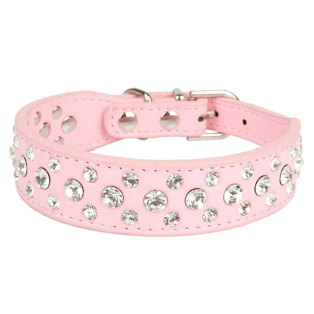 Ошейники Стразы для собак однотонный декоративный ошейник из искусственной кожи
