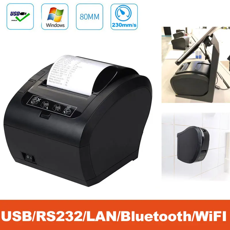 

POS-принтер, чековый принтер 80 мм, USB сетевой Термальный чековый принтер с автоматическим резаком, Ethernet LAN порт, поддержка порта, ящик для налич...