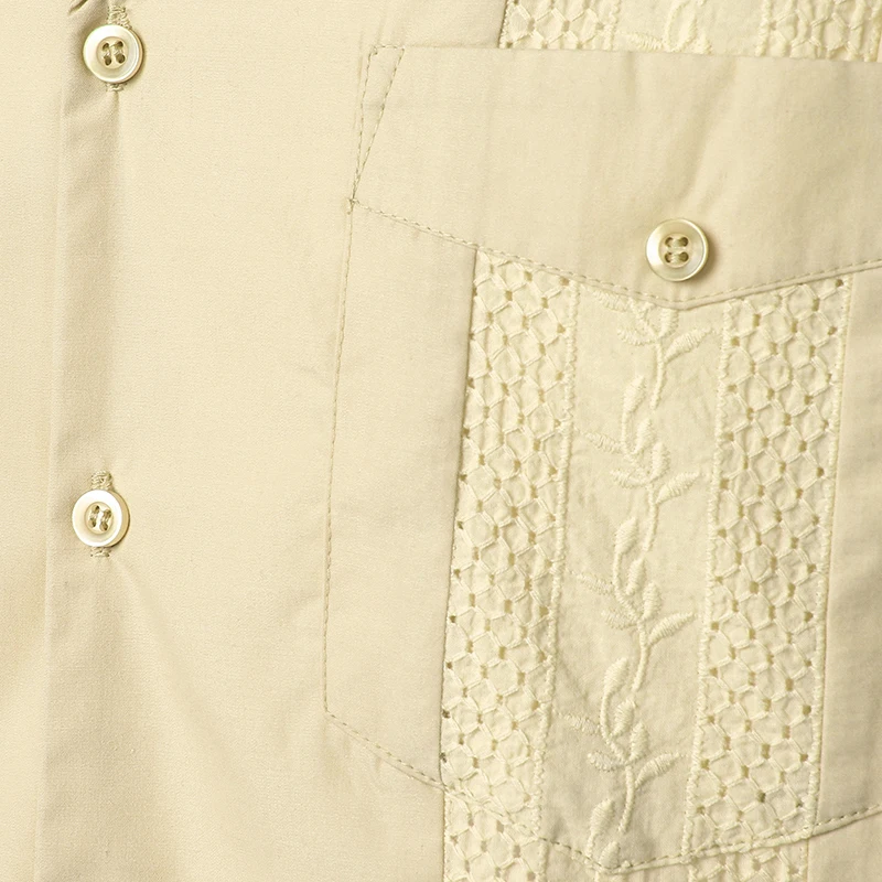 Белая рубашка Guayabera мужская с вышивкой тканая на кнопках Пляжная 2XL|Повседневные