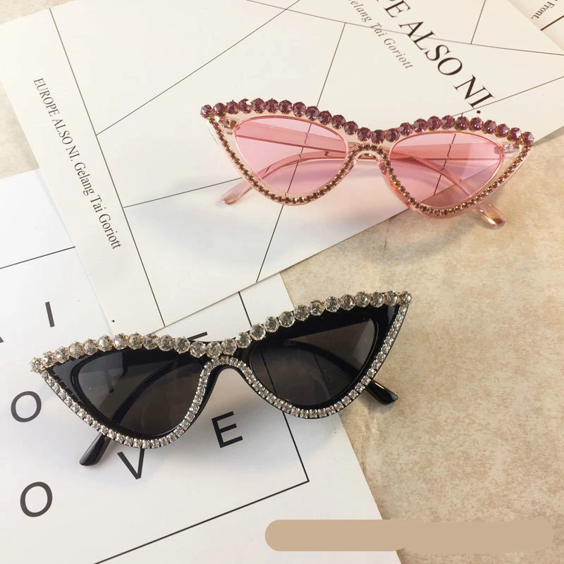 Винтажные Солнцезащитные очки женские роскошные солнцезащитные со стразами