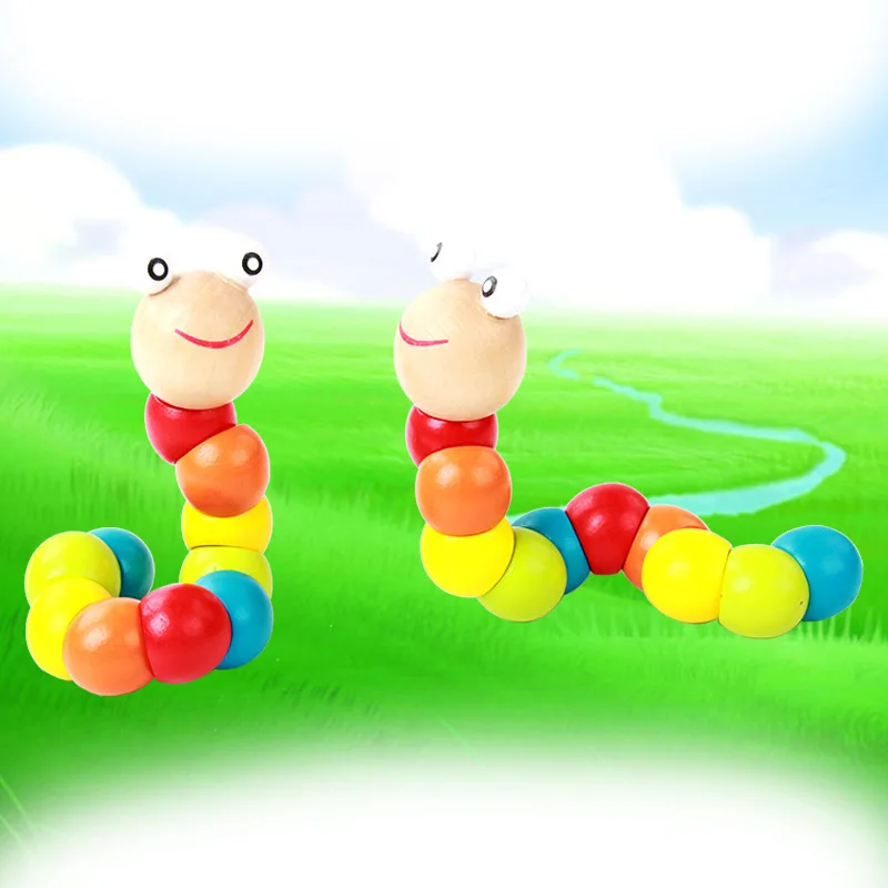 

Wooden Twisting Bug Baby Puzzle Color Caterpillar Toy Can Exercise Baby Fingers