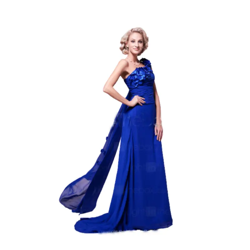 

2021 New A-line one shoulder Sweep Brush Train Chiffon Mother of the Bride Dress M-002