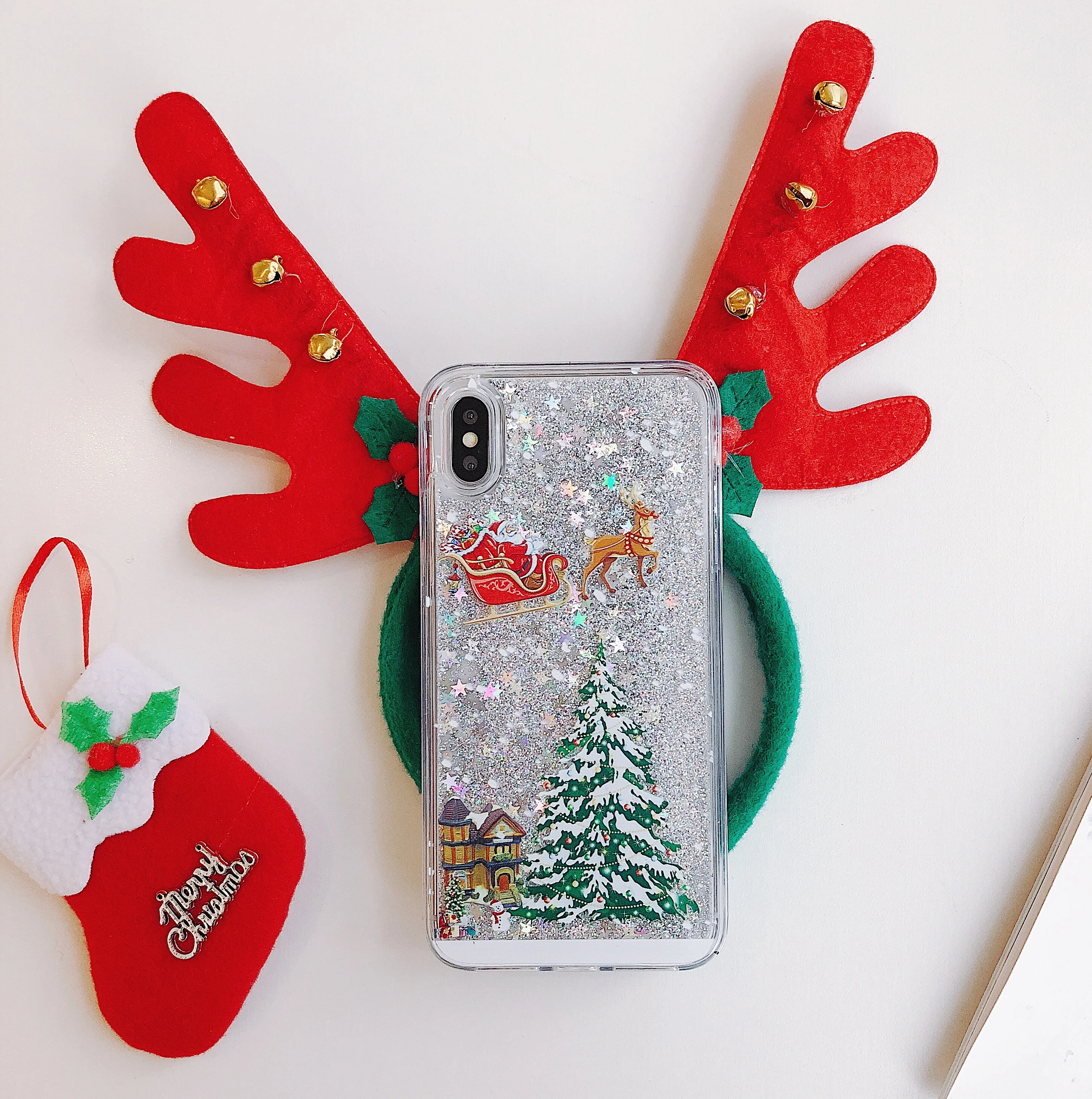 For Samsung Note 8 9 10 Pro Note10 Christmas liquid Sequin Santa elk Silicone Cover for Galaxy S7 Edge S8 S9 Plus S10 Lite Case |