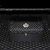 rivet retro car trunk organizer diamond crown suv seat back storage box leather glove box punk car accessories boot organiser
