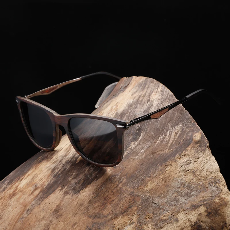 

2020 Fashion Men's Wood Sunglasses Polarizd Lens Unique Design Handmade Ebony Wooden Eyeglasses for Women High Quality with case
