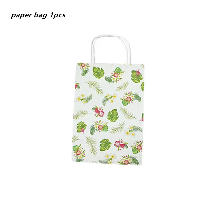gift bag 1pcs Гавайская летняя одноразовая посуда для дня рождения Фламинго Пальмовые Листья бумажная салфетка под тарелку кружку тропические Свадебные вечерние мероприятия - Цвет: gift bag 1pcs