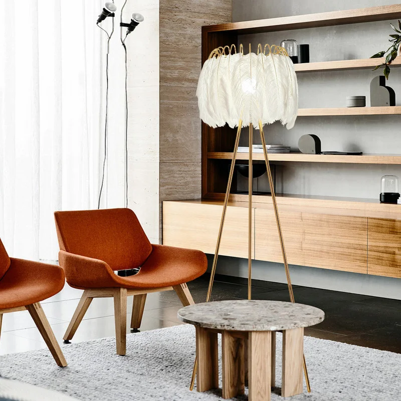 Скандинавский современный роскошный перьевой напольный светильник