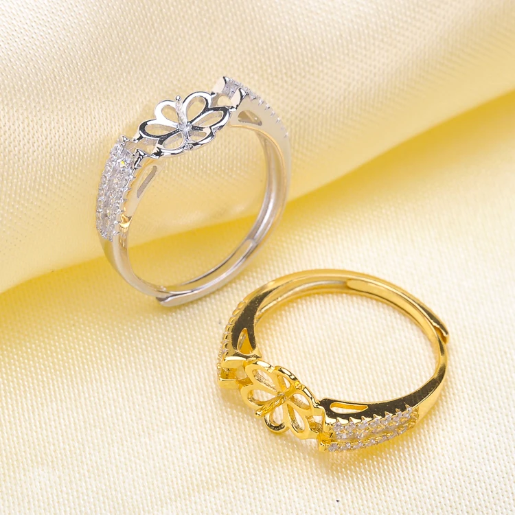

Women DIY Rings Findings For Pearl Party Adjustable Rings Components For 10-12mm Pearl Each 2 design gold color 2 pcs