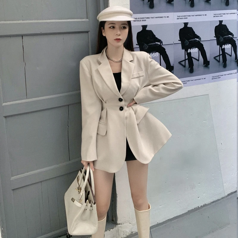 

2021 Casual Women Short Blazers And Jackets Work Office Lady Suit Chic Single Breasted Business Female Winter Blazer Coat