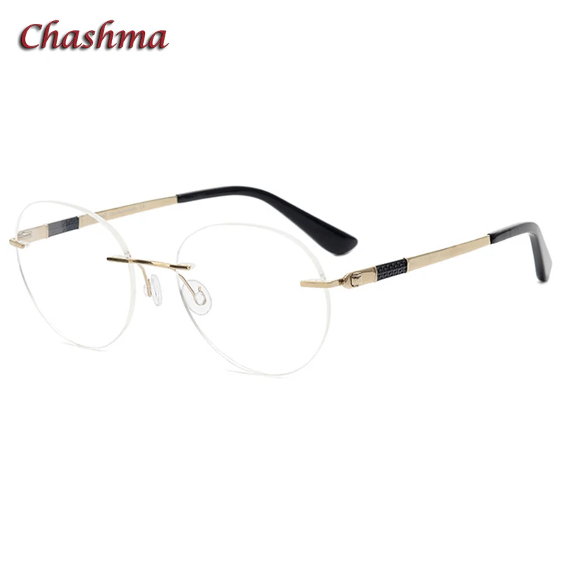 

Chashma Rimless Pure Titanium Frame Round Eyewear Men Quality Prescription Optical Glasses Spectacles Anti Blue Ray Lenses