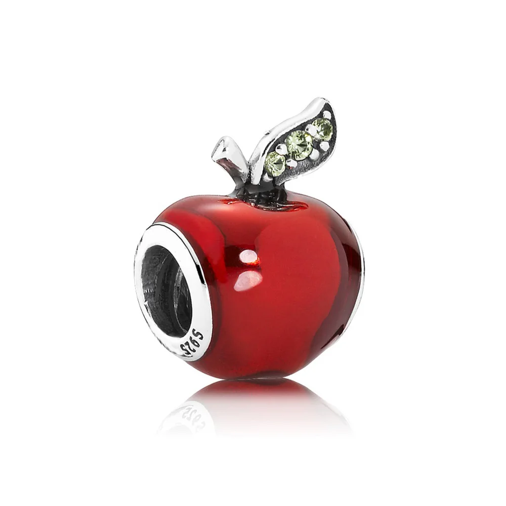 Аутентичные 925 стерлингового серебра бисера трикотажная Whit красное яблоко (Red Apple)