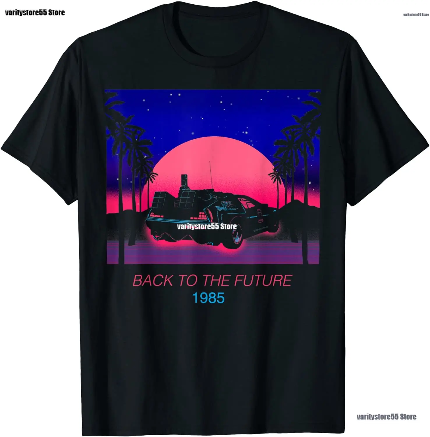 

2021 Summer New Arrival Best Selling Print Men T-shirt Back To The Future 1985 Neon Delorean Sunset Short for Unisex