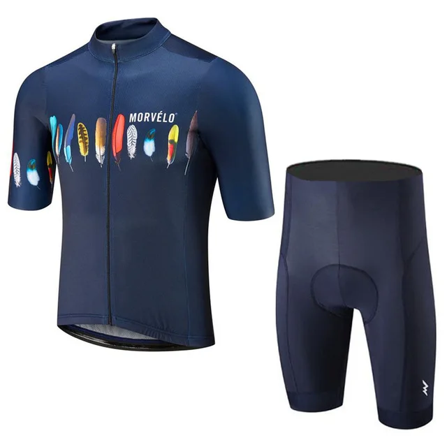 Велосипедная майка MORVELO Maillot Ropa Ciclismo Hombre одежда для коллективного велосипеда Быстросохнущий комплект с короткими рукавами MTB велосипедная одежда 9D GE - Цвет: 3