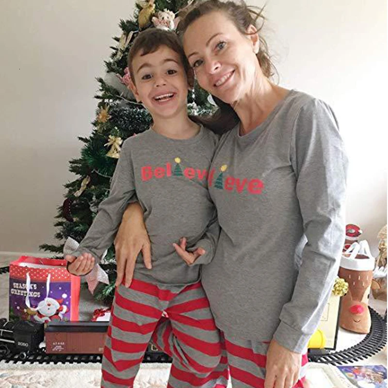 Рождественские одинаковые комплекты Мультяшные пижамы для мальчиков девочек