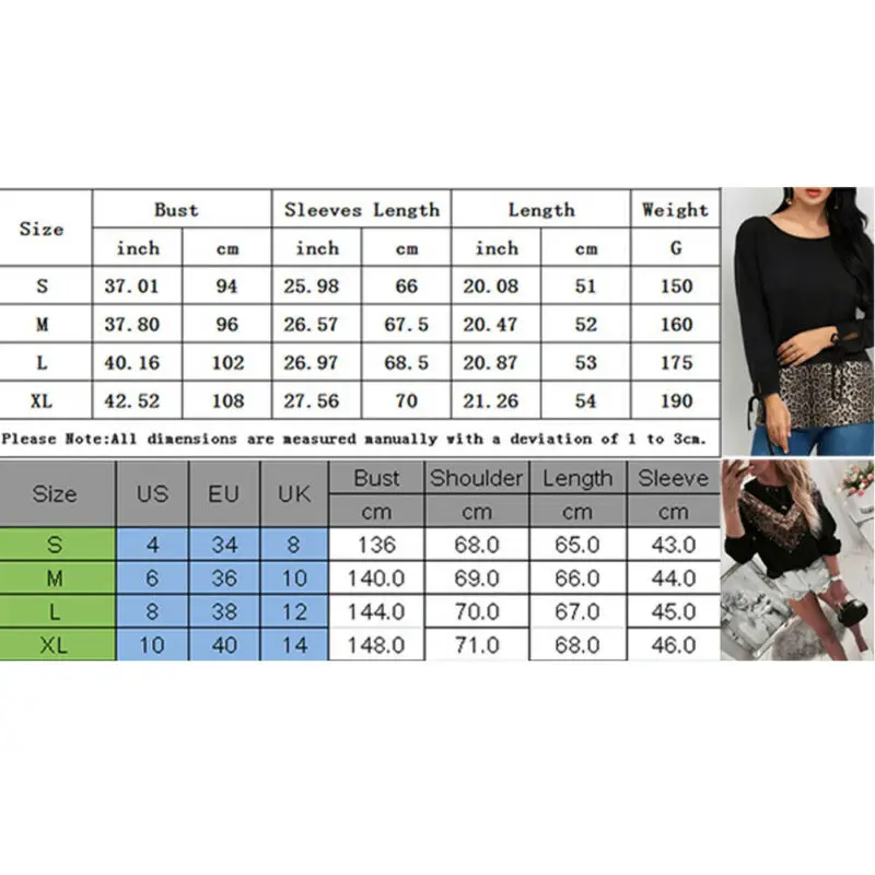 

Womens Leopard Hollow Lace Long Sleeve T-Shirt Ladies Casual Slim Fit Tee Tops Plus Size Casual Loose Tee Top