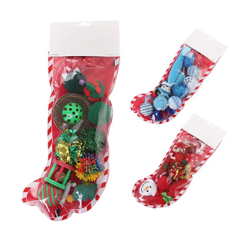 Домашнее животное кошка рождество Комбинации комплект PE носки упаковка игрушка |