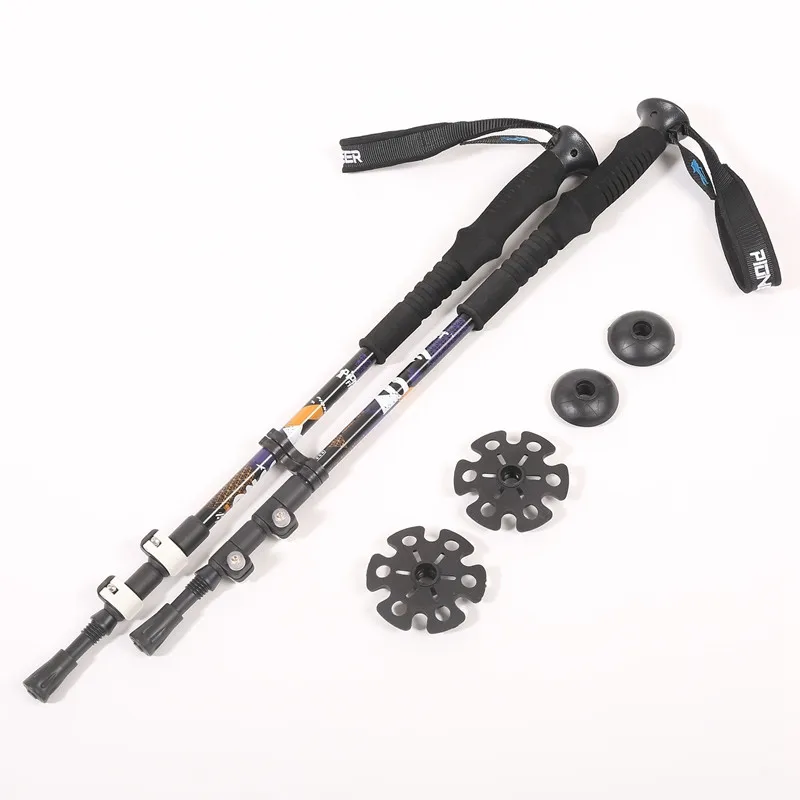

Pionner Hiking Trekking Walking Stick External Lock Ultralight Telescopic Aluminum Nordic Skiing Camping Poles Cane1 Pair