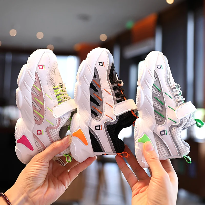 

Girls Sneakers 2020 New All Seasons Fashion Boys Shoes Kids Wild Sport Run Pu Mesh Hook Loop Sneakers Children Casual Shoe Girl
