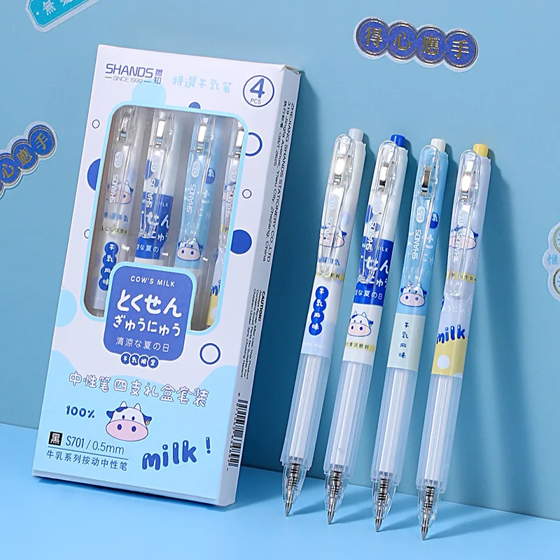 

36 pcs/lot Kawaii Cows Press Gel Pen Cute 0.5mm Black Ink Signature Pens Promotional Gift For kids Stationery School Supplies