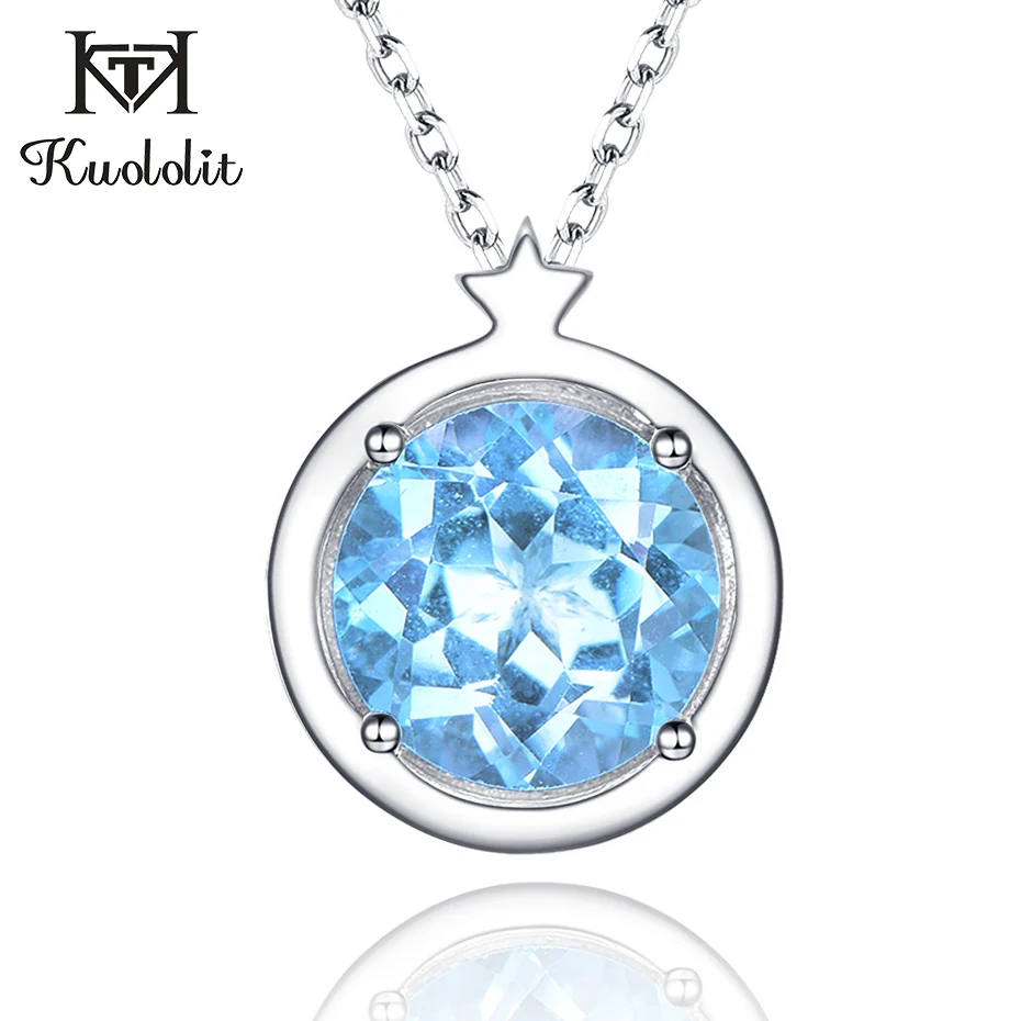 Nano Blue topaz Kuolit небесно-голубые подвески с топазом, ожерелье s для женщин, 925 пробы, серебряные ювелирные изделия, заказной камень, ожерелье, рождественский подарок - Цвет камня: Nano Blue topaz
