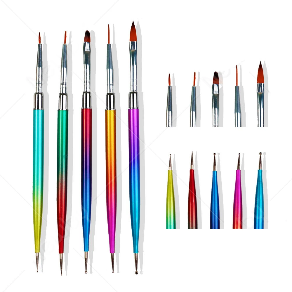 

Nail Tools Nail Brush Set 5 Gradient Magic Colors Double-ended Nail Brush DIY Dot Drill Dot Flower Color Drawing Pen Set