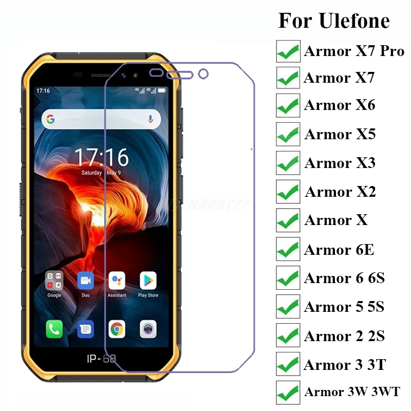 

10-1PC Tempered Glass for Ulefone Armor X7 Pro Film on Ulefone Armor X X2 X3 X5 X6 6E 6S 6 5S 5 2 2S 3 T 3W 3WT Screen Protector