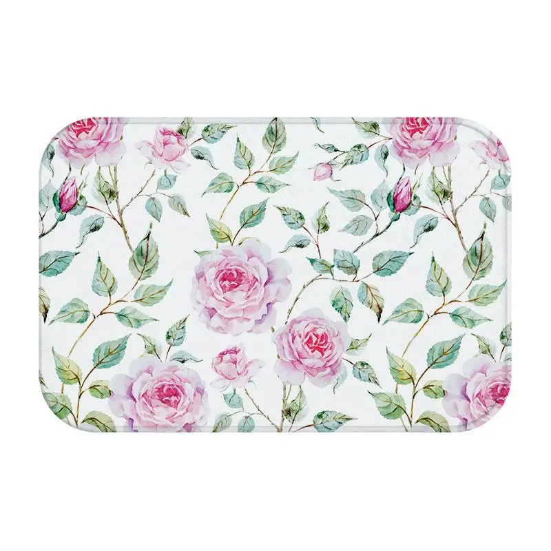 Тропические растения фланелевый нескользящий коврик для ванной комнаты дверной