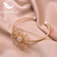 xlentag handmade flower natural high quality pearls charm bracelets women accessories engagement party fashion jewellery gb0217