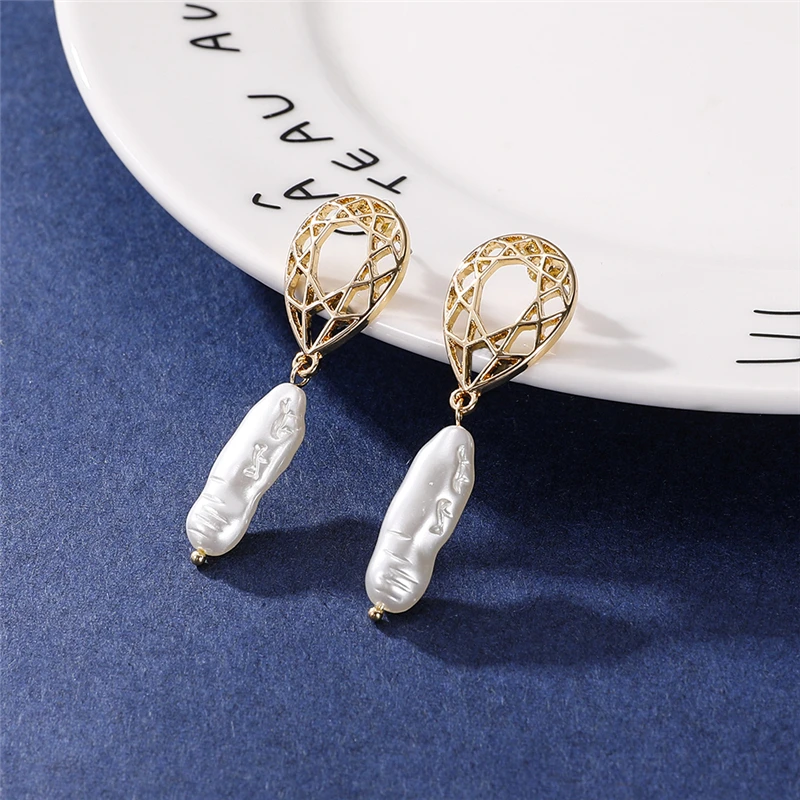 Уникальные необычные цилиндрические жемчужные висячие серьги уличные полые с