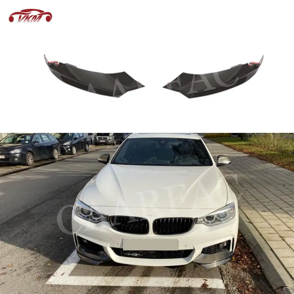 4 series 2PCS ABS Glossy Black front bumper splitters canards for BMW F32 F36 M sport 2014 UP Carbon