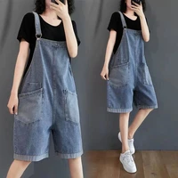 summer new style korean casual loose wild all match thin overalls solid color overalls shorts women