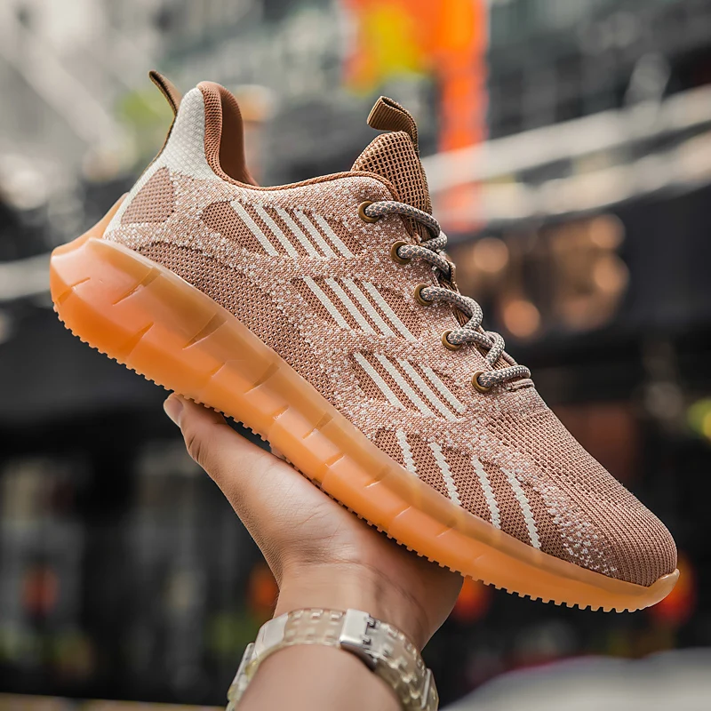 

Men's shoes 2021 spring and autumn new flying line breathable sports casual shoes running shoes travel shoes lovers trendy shoes