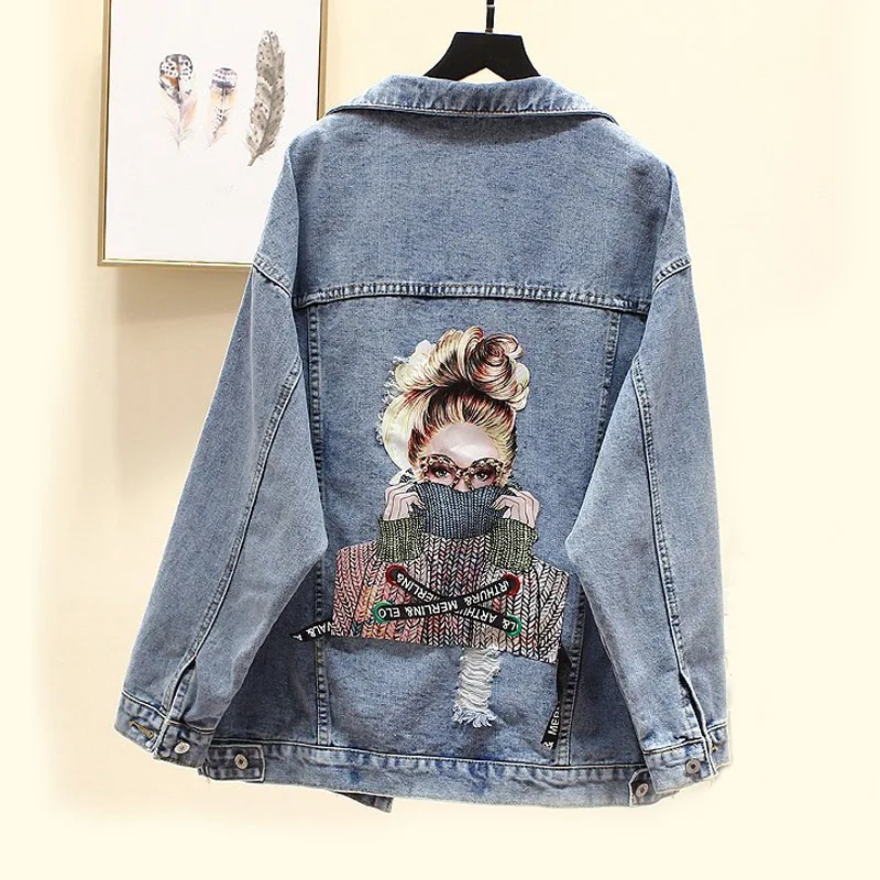 Женская джинсовая куртка ZQLZ размера плюс новинка 2021 свободное осеннее джинсовое