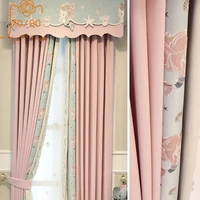 new curtains mermaid lace full blackout pink girl princess wind cartoon curtains for childrens room bedroom bay window
