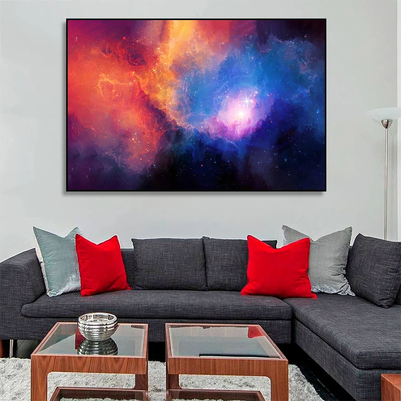 

Scandinavian style Galaxy Nebula Space Astronomy Universe Clouds Living Room Decoration Starry Sky Home Star Canvas Painting