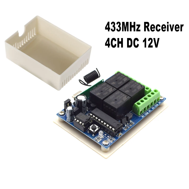433Mhz universal wireless remote control switch DC12V 4CH relay receiver module and 4-channel RF 433 Mhz transmitter | Безопасность и