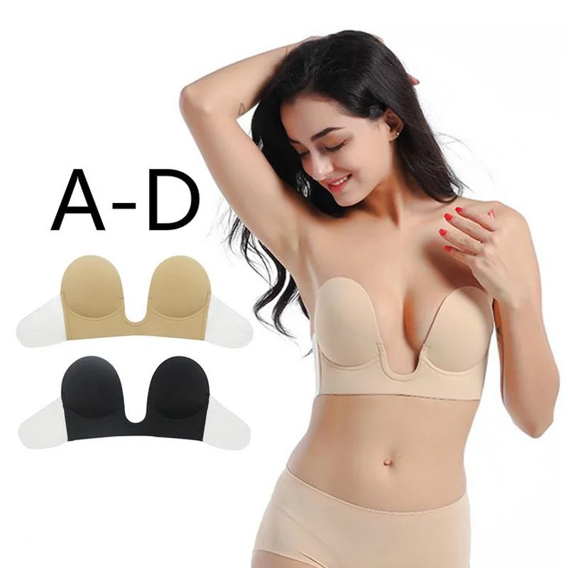 

1PC Silicone Invisible Women Sexy Deep U Bra Strapless Side Wing Dress Chest Stickers Seamless Solid Sexy Women Casual Underwear