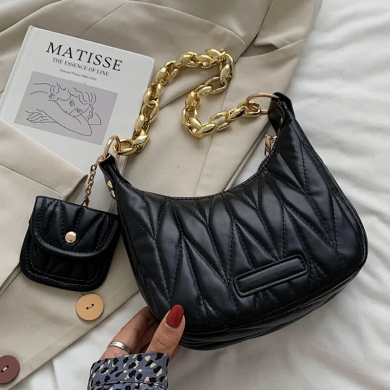 

Однотонная женская зимняя Роскошная трендовая сумка на цепочке с маленькими кошельками, модель 2021 года