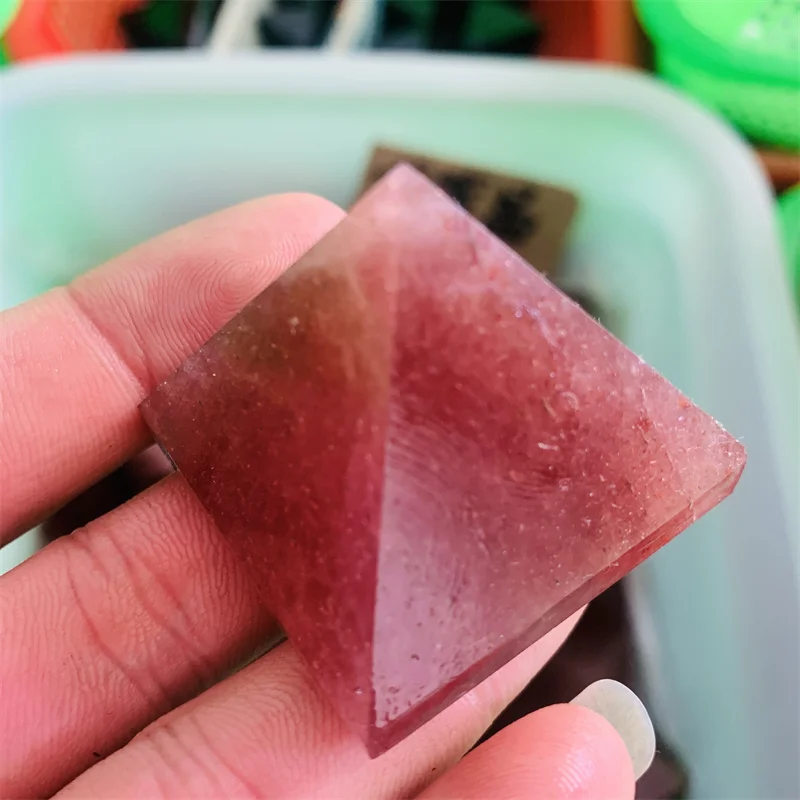 

Натуральный кристалл Клубника Кристалл Пирамида кварц лечебный камень обелиск рейки энергия для домашнего декора подарок