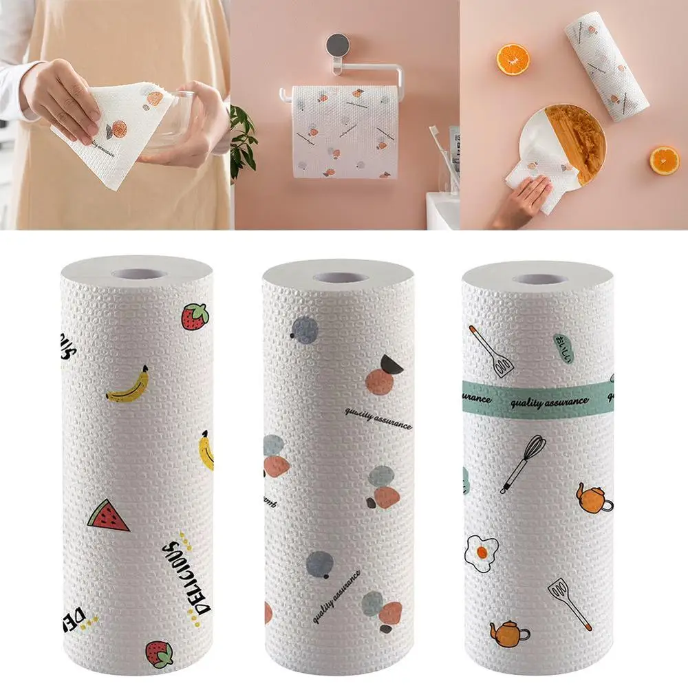 

Kitchen rags wet and dry dual-use washable absorbent disposable dishwashing cloth lazy rags with housekeeping cleaning paper tow