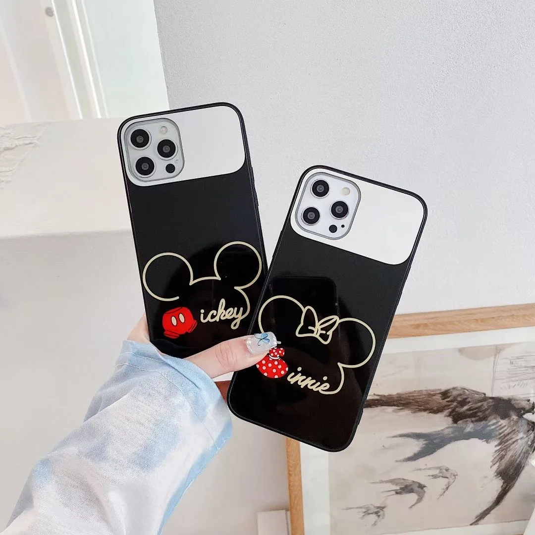 

Disney Mickey Minnie Cartoon Mirror Mobile Phone Case for iPhone 7/8 plus x/xs xr xsmax 11 pro max 12pro max Cute phone Shell