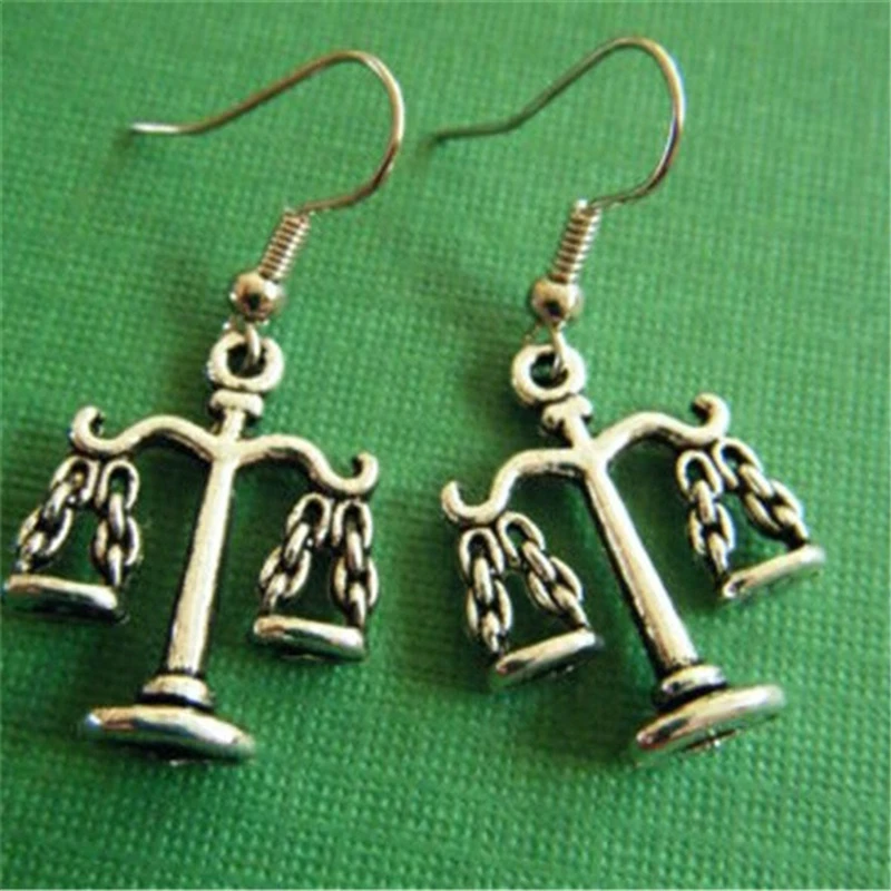 

Ancient Silver Color Libra Astrological Sign Charm Pendant Earrings for Women Girls