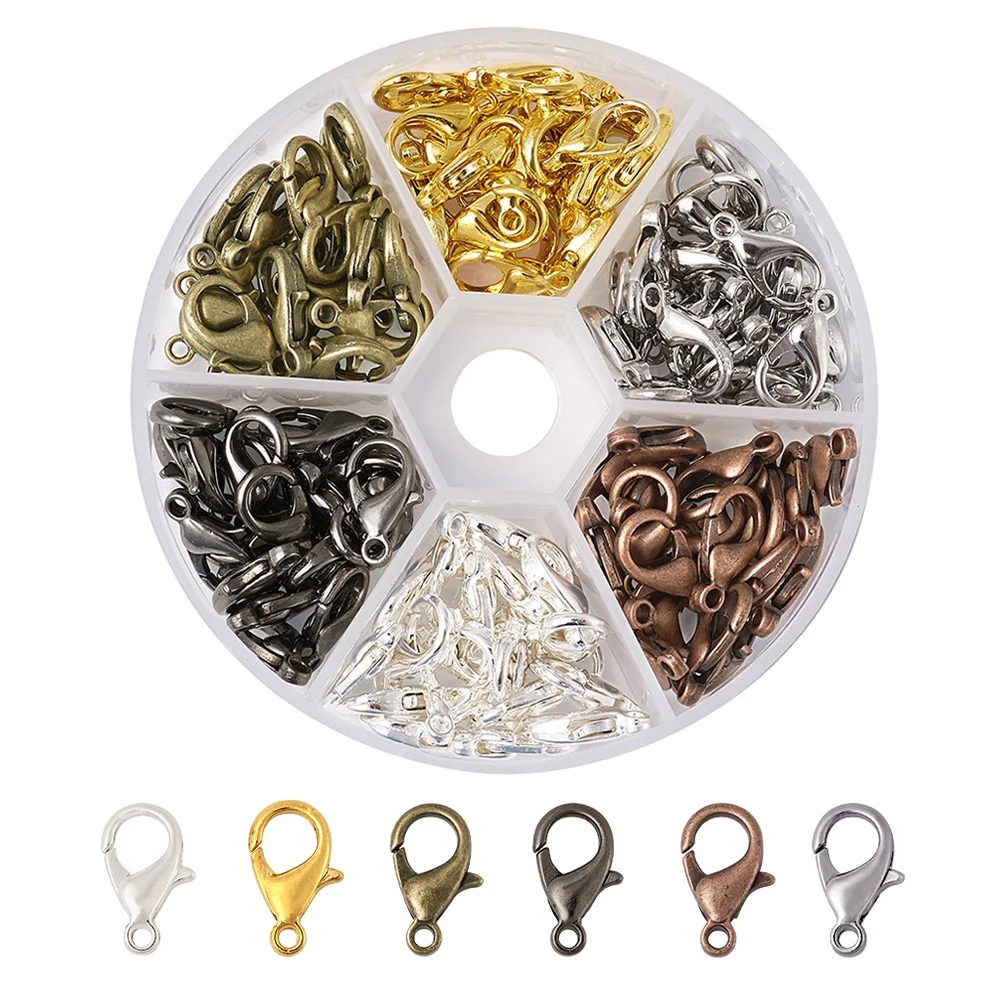 

1 коробка, 120 шт., металлические застежки-карабины для браслетов и ожерелий, диаметр 14x8 мм, отверстие 1,2 мм