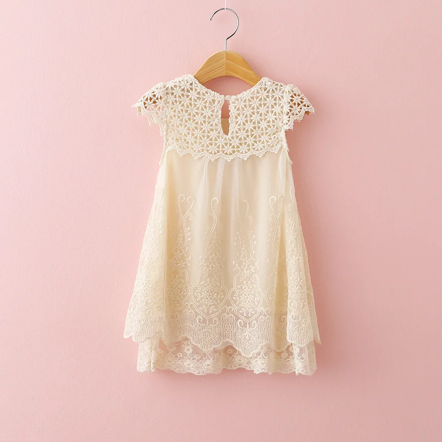 2021 New Girls Summer Evening Dress Children Hollow Out Lace Princess Baby Girl O-Neck Party Dresses Kids Fashion Clothes | Детская