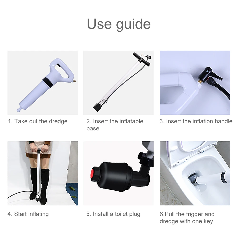 

Drain Clog Dredge Tools High Pressure Air Drain Blaster Sewer Dredger Powerful Toilet Plunger Auger Cleaner For Bathroom Sink