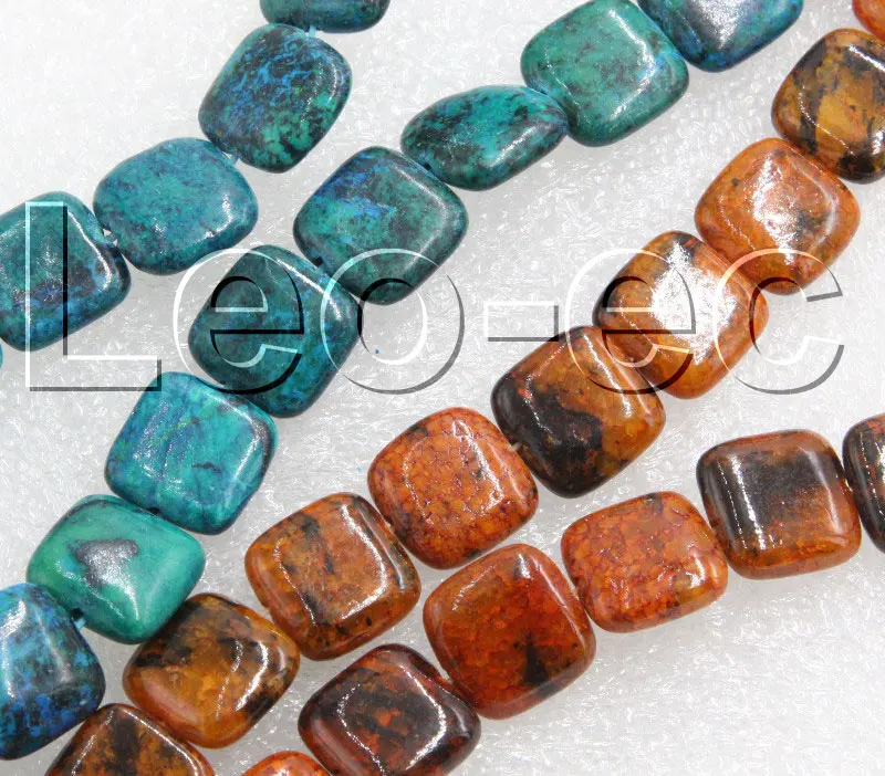 

Natural 12X12mm square Chrysocolla Loose Strand For Jewelry Making 15" V1265