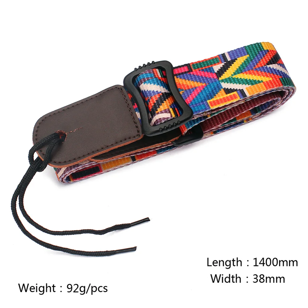 

Stripe Pattern Ukulele Strap Adjustable Nylon Leather Ends Strap for Ukulele Guitar (Colorful)