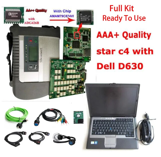 Best C4 HDD and D630 AAA+ лучшее качество AM79C874VI чип MB STAR C4 SD Подключение компактный 4 wifi диагностический инструмент с,12 программным обеспечением с D630 ноутбук 4G - Цвет: Best C4 HDD and D630