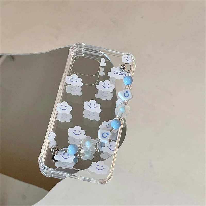 

Korea Cute 3D Cloud Bracelet Phone Case for IPhone 11 12 Pro XS Max Mini X XR 7 8 Plus SE Transparent Soft Shockproof Back Cover